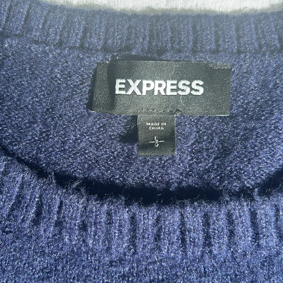 Express Navy Puff Sleeve Sweater - Picture 7 of 11